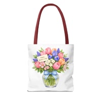 Image 8 of Mother's Day Floral Tote Bag – Bouquet in Vase with "Happy Mother's Day" Card