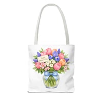 Image 14 of Mother's Day Floral Tote Bag – Bouquet in Vase with "Happy Mother's Day" Card