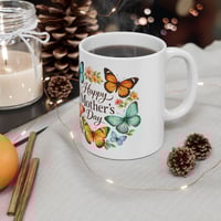 Image 2 of Happy Mother's Day Butterfly Ceramic Mug – Floral Mother's Day Coffee Cup (11oz/15oz)