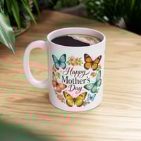 Image 3 of Happy Mother's Day Butterfly Ceramic Mug – Floral Mother's Day Coffee Cup (11oz/15oz)