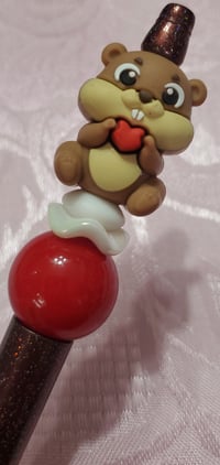 Image 3 of Flower & Chipmunk Focal Beaded Pens 