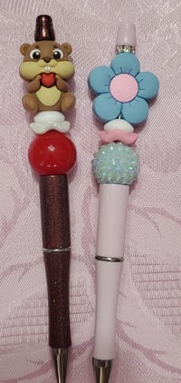 Image 4 of Flower & Chipmunk Focal Beaded Pens 