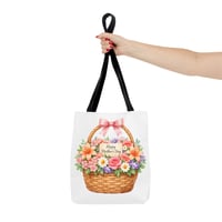 Image 3 of Mother's Day Floral Basket Tote Bag - "Happy Mother's Day" Gift Tote