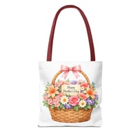 Image 4 of Mother's Day Floral Basket Tote Bag - "Happy Mother's Day" Gift Tote