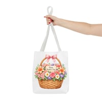 Image 7 of Mother's Day Floral Basket Tote Bag - "Happy Mother's Day" Gift Tote