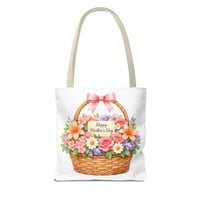 Image 8 of Mother's Day Floral Basket Tote Bag - "Happy Mother's Day" Gift Tote