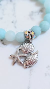 Image 2 of Aqua Agate Starfish Charm Bracelet – Handmade Cape Cod Gemstone Jewelry, Coastal Gift for Her