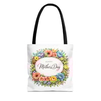 Image 1 of Mother's Day Floral Tote Bag – "Happy Mother's Day" Spring Flower Gift