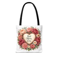 Image 2 of Best Mom Ever Floral Tote Bag — Mother's Day Gift Canvas Shopper
