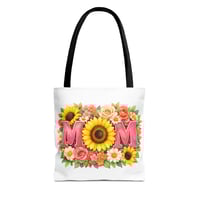 Image 1 of Mom Floral Sunflower Tote Bag – Mother’s Day Gift, Floral MOM Canvas Tote