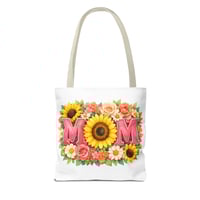 Image 8 of Mom Floral Sunflower Tote Bag – Mother’s Day Gift, Floral MOM Canvas Tote