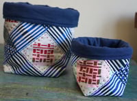 Image 1 of Double Happiness Handprinted Fabric Storage Basket, Crafts Project BagProduct