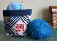 Image 5 of Double Happiness Handprinted Fabric Storage Basket, Crafts Project BagProduct