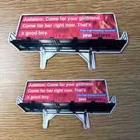 "Judaism: Come for your girlfriend." Homemade Magnet