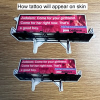 Image 2 of "Judaism: Come for your girlfriend." Temporary Tattoo
