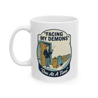 Image 1 of Facing My Demons One At A Time Vintage 50s Ceramic Mug