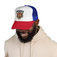 Image 3 of Trucker Cap — Retro Tiger Patch "PUSSY" Mesh Hat