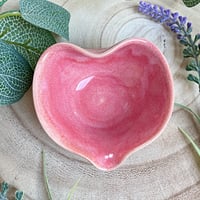 Image 1 of Pretty Pink Heart Shaped Ceramic Trinket Dish.