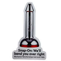 Snap-On Chrome Dildo Die-Cut Vinyl Sticker – “We’ll Bend You Over Right”