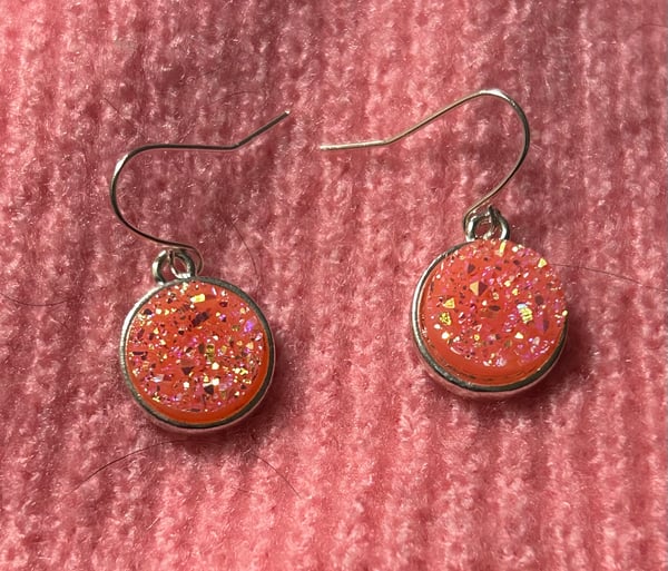 Image of Peach druzy earrings