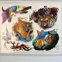 Image 1 of 1992 Kari Barba Tiger sheet 11x14 linework on reverse