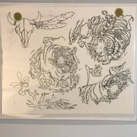 Image 3 of 1992 Kari Barba Tiger sheet 11x14 linework on reverse