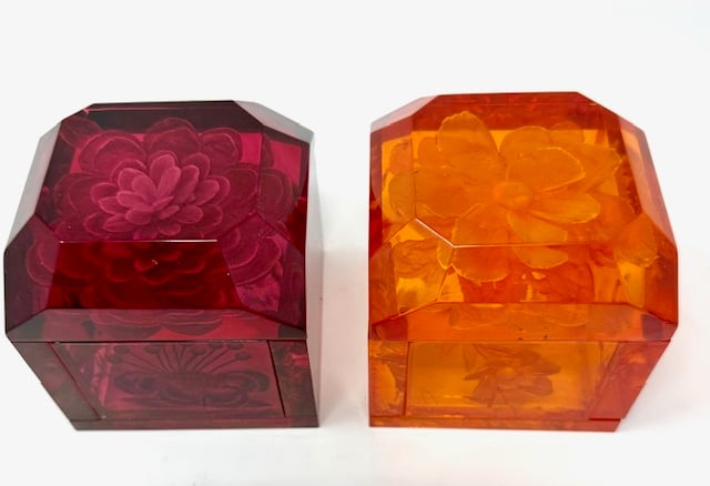 Jumbo Mini Lucite Boxes -Borscht or Orange - Image 1 of 4