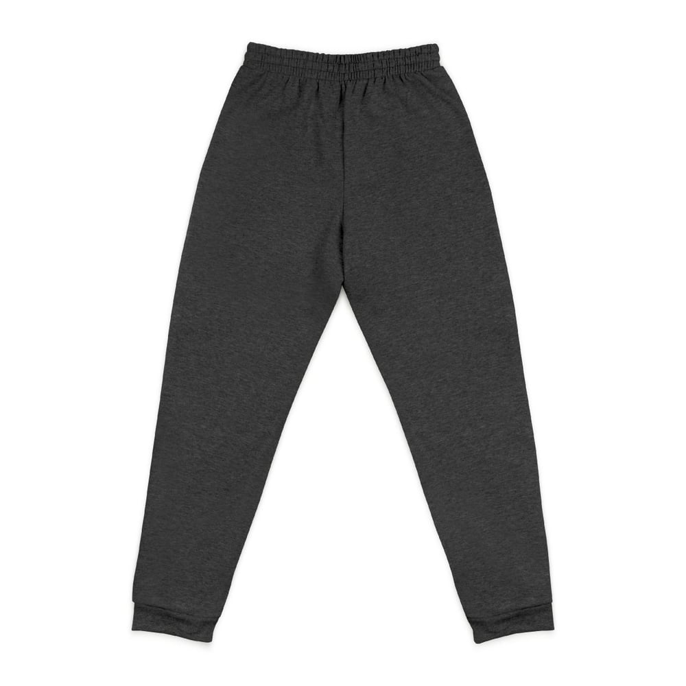 Image of Unisex Pressure Embroidered Tiger Joggers Cozy Charcoal Sweatpants with Gold Tiger Accent