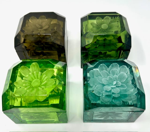 Mini Lucite Boxes (Green Tones) - Image 1 of 4