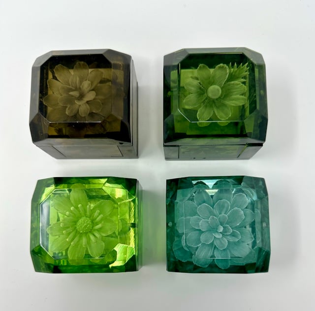 Mini Lucite Boxes (Green Tones) - Image 2 of 4
