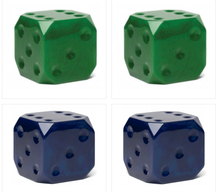 Pair of Dice Bookends (Green or Navy) - Image 1 of 3