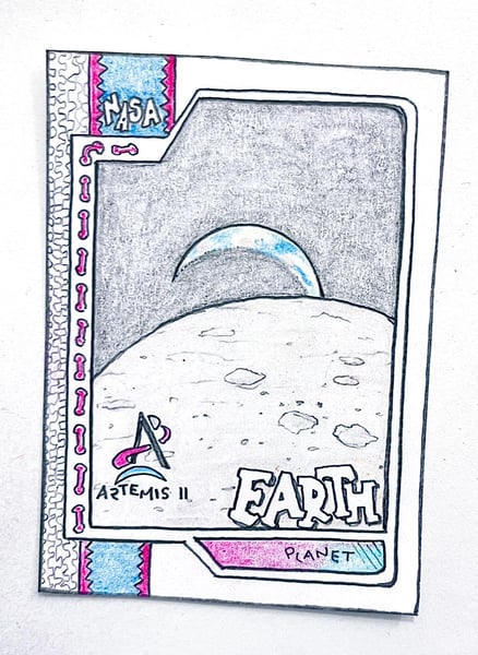 Image of Original pencil artwork—Earth (Artemis II)