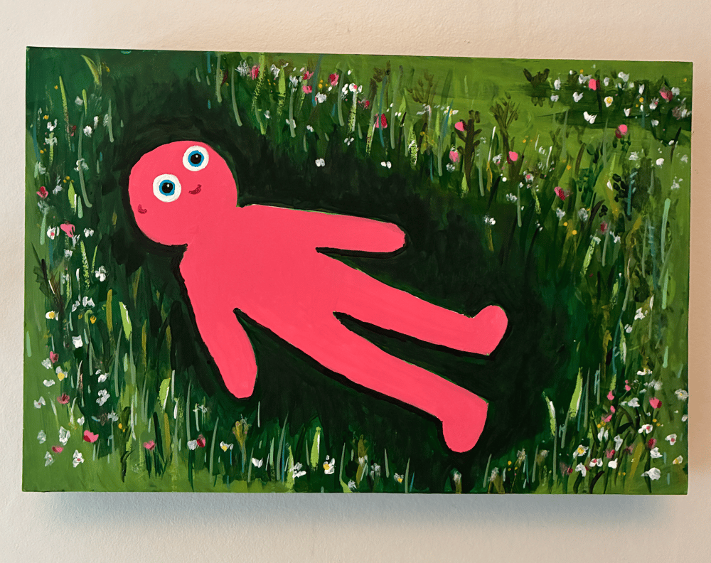 Tux in the Tall Grass - painting 