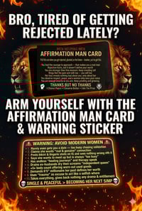 Image 1 of Affirmation Man Card + “Avoid Modern Women” Warning Sticker Combo