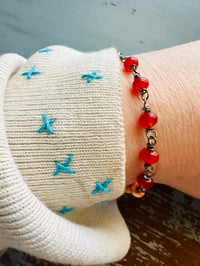 Image 1 of carnelian spiny oyster topaz and opal bracelet