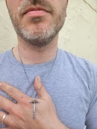Image 12 of Ready to ship! Mens Necklace!  - Sterling Silver oxidised Cross with added wrapped copper wire 