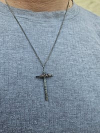 Image 9 of Ready to ship! Mens Necklace!  - Sterling Silver oxidised Cross with added wrapped copper wire 