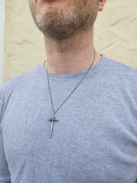Image 1 of Ready to ship! Mens Necklace!  - Sterling Silver oxidised Cross with added wrapped copper wire 