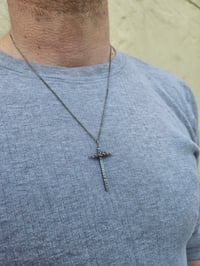 Image 3 of Ready to ship! Mens Necklace!  - Sterling Silver oxidised Cross with added wrapped copper wire 