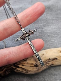 Image 10 of Ready to ship! Mens Necklace!  - Sterling Silver oxidised Cross with added wrapped copper wire 