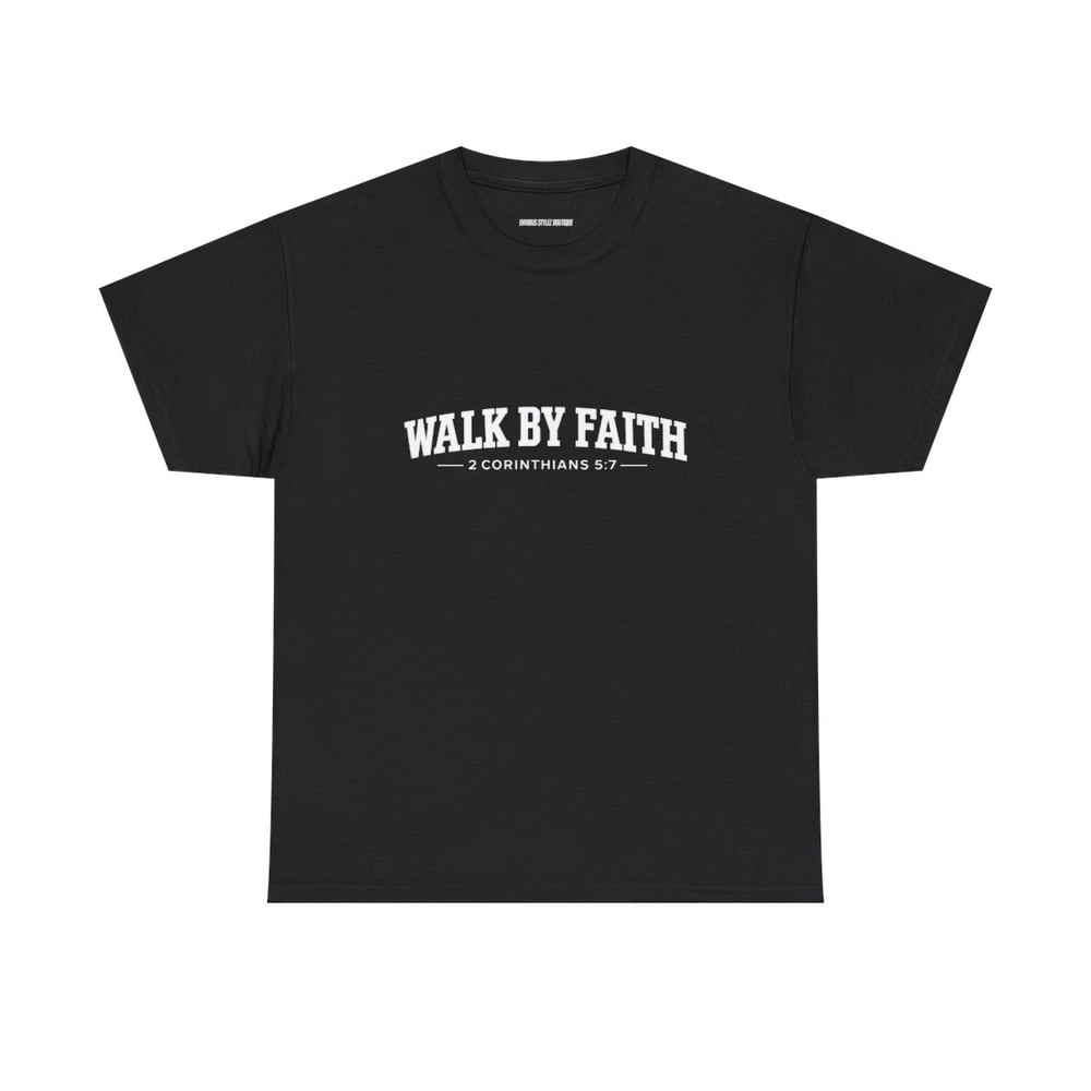 Image of Unisex Walk By Faith Tee — 2 Corinthians 5:7 Inspirational Christian T-Shirt
