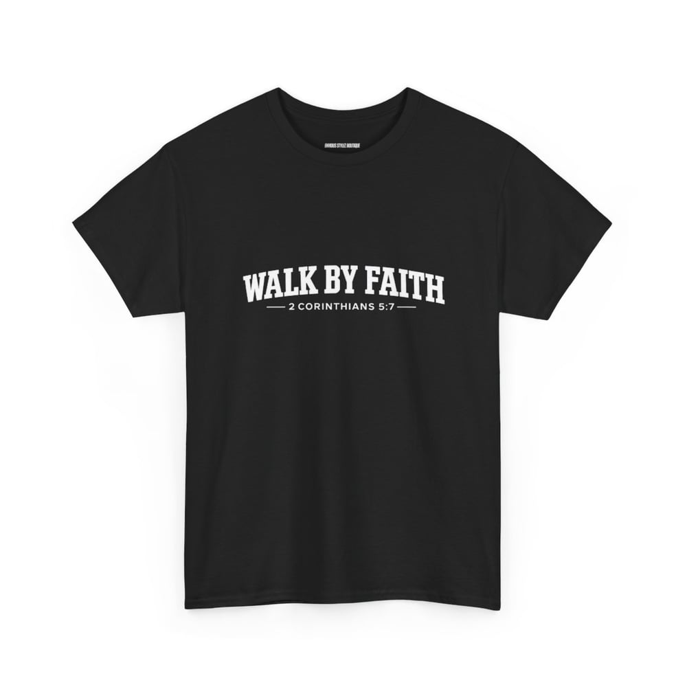 Image of Unisex Walk By Faith Tee — 2 Corinthians 5:7 Inspirational Christian T-Shirt