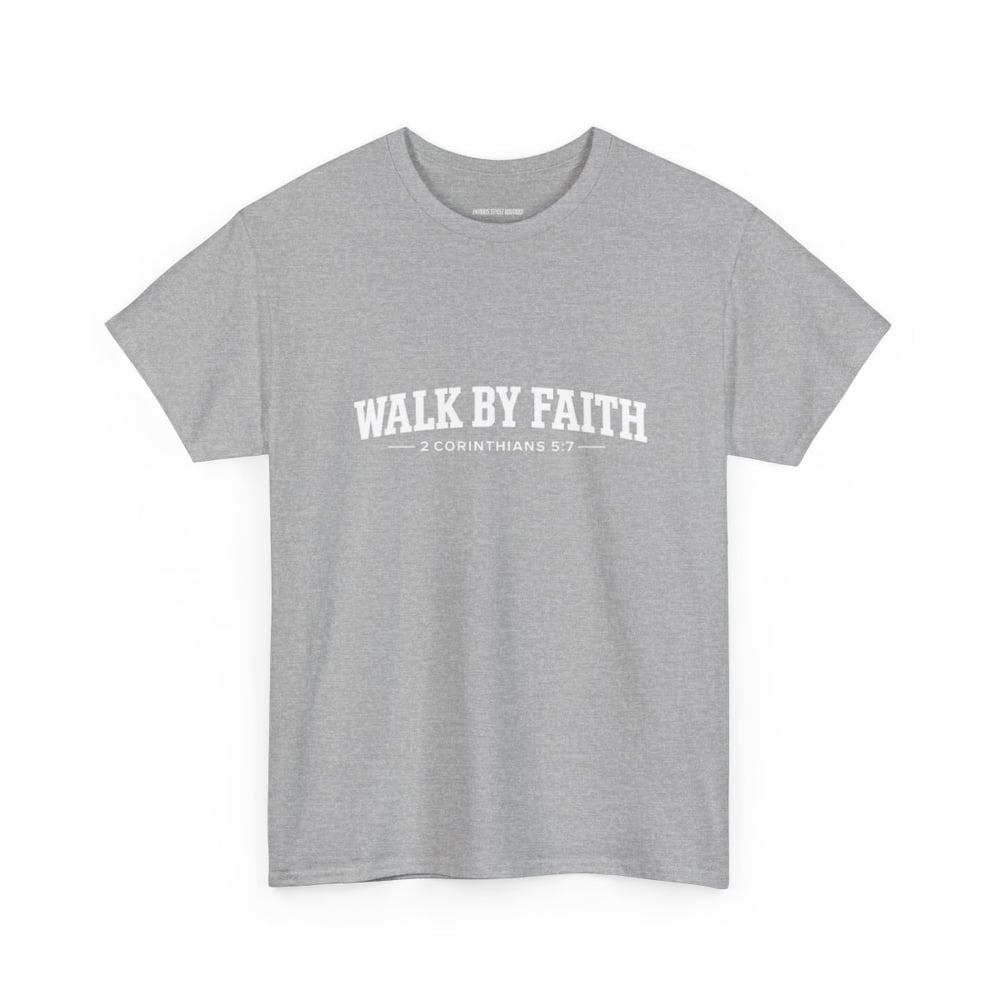 Image of Unisex Walk By Faith Tee — 2 Corinthians 5:7 Inspirational Christian T-Shirt