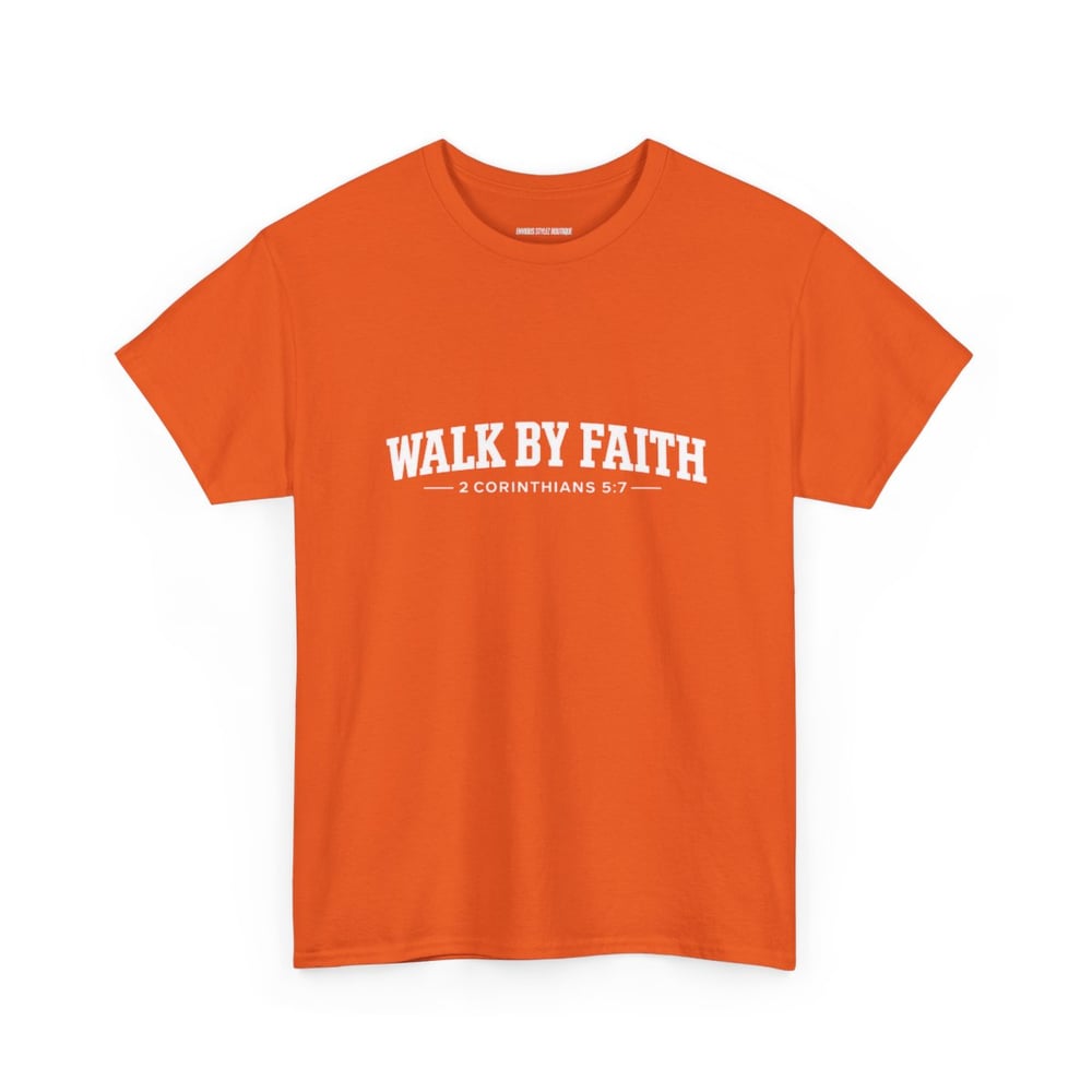 Image of Unisex Walk By Faith Tee — 2 Corinthians 5:7 Inspirational Christian T-Shirt