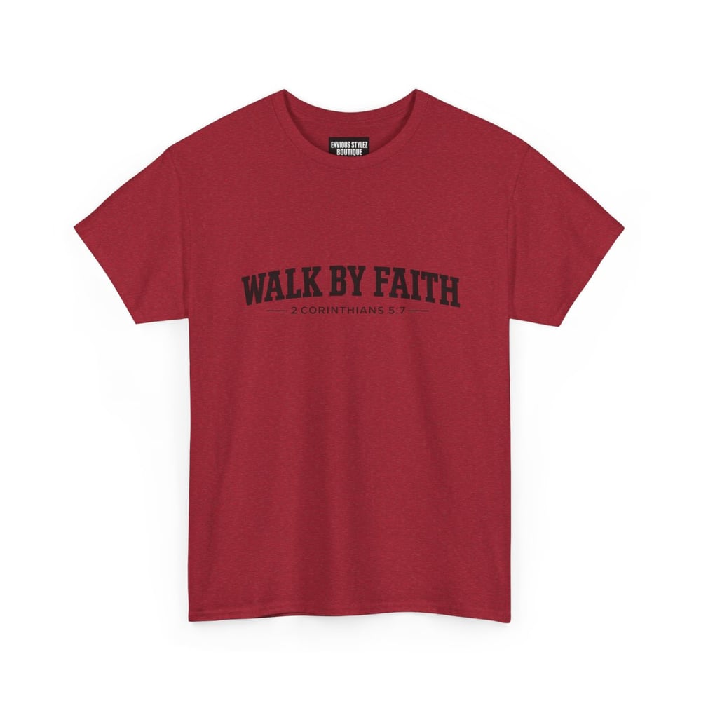 Image of Unisex Walk By Faith T-Shirt — Christian Scripture Tee (2 Corinthians 5:7)