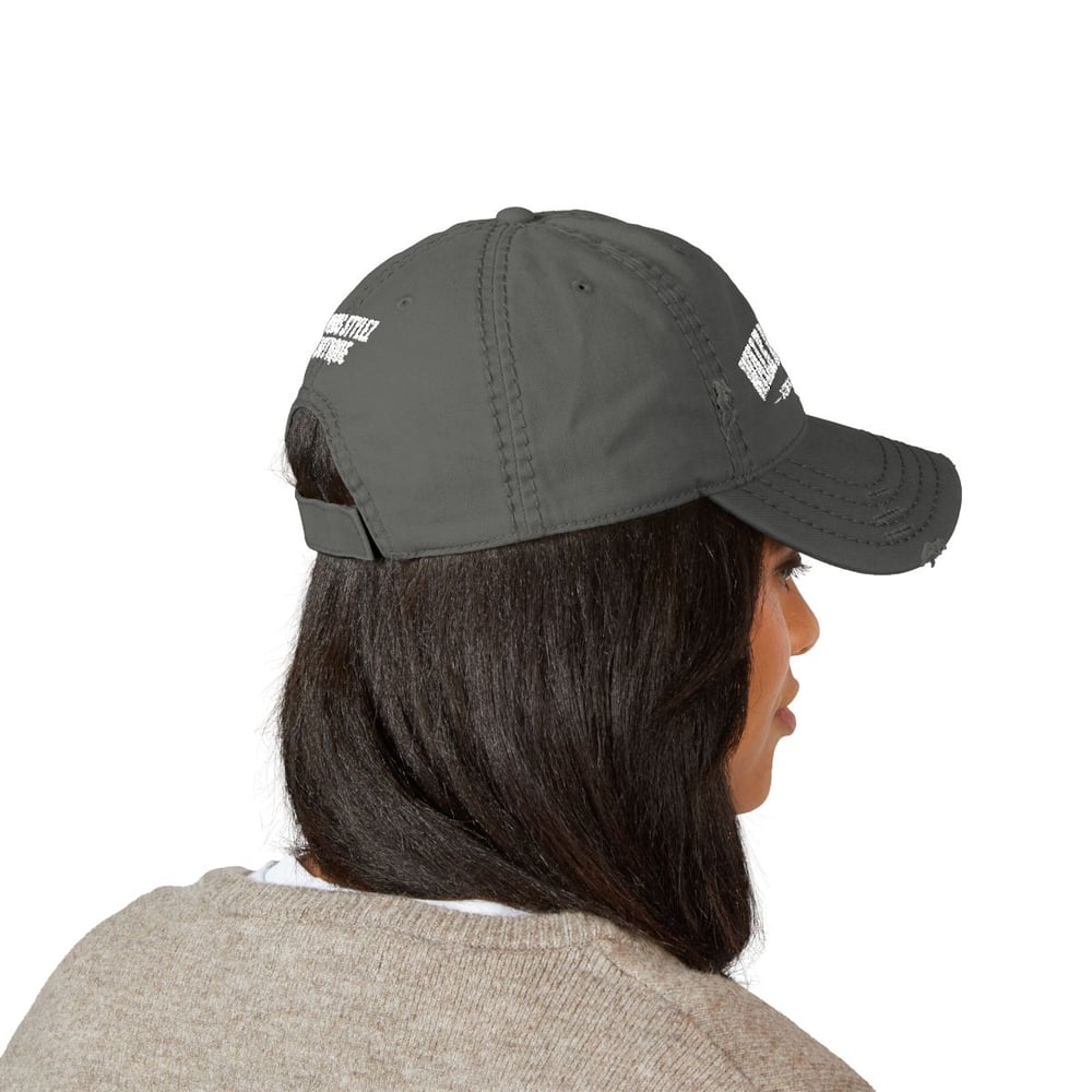 Image of Unisex Walk By Faith Distressed Dad Hat — Embroidered Christian Baseball Cap (1 Corinthians 5:7)