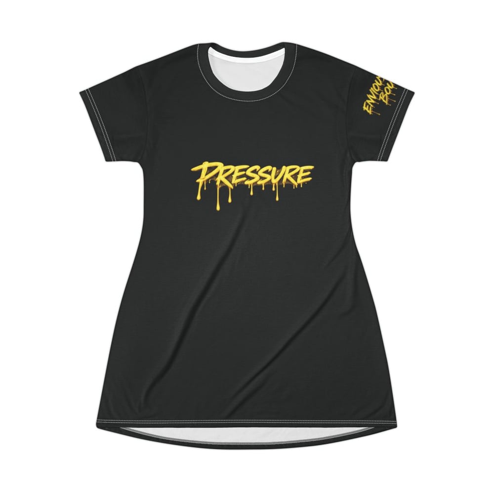 Image of Pressure Makes Diamonds T‑Shirt Dress — Streetwear Graphic Dress with Drip Logo-7ef2f3c9