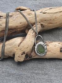 Image 10 of Ready to ship! Mens Necklace! Cornish green Seaglass in sterling silver oxidised pebble