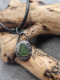 Image 7 of Ready to ship! Mens Necklace! Cornish green Seaglass in sterling silver oxidised pebble