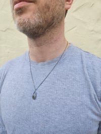 Image 12 of Ready to ship! Mens Necklace! Cornish green Seaglass in sterling silver oxidised pebble